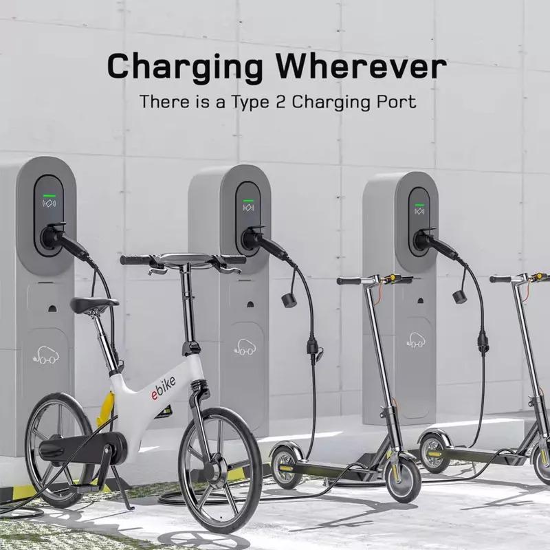 AKYGA AK-SC-E28 Type 2 į Schuko adapterinis laidas elektromobilių įkrovimui, 16A, 0,3 m, juodas