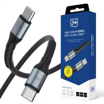 3mk Hyper Cable N-SERIES USB-C į USB-C 1m 100W juoda