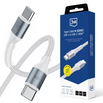 3mk Hyper Cable N-SERIES USB-C į USB-C 1m 100W baltas
