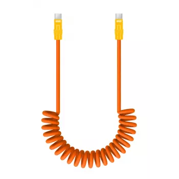Newell USB-C į USB-C laidas 100 W, 1,5 m, silikoninis, spiralinis, oranžinės-geltonos spalvos