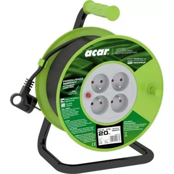 ACAR PZ-4Z/OTM 20 m ištraukiamas ilgintuvas su 4 Schuko lizdais, 230V/10A, IP20, juodos/oranžinės spalvos