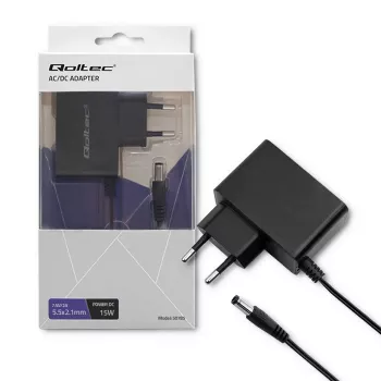 Qoltec 15W kištukinis AC/DC maitinimo adapteris 7,5V 2A su 5,5x2,1mm cilindriniu jungtuku