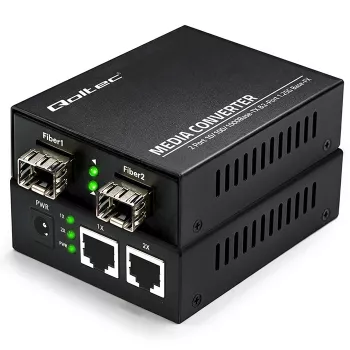 Qoltec Bidirectional Media Converter Switch Ethernet 2x RJ45 2x SFP | 1000Mb/s | 5V