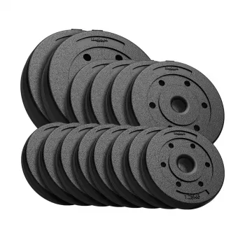 REBEL ACTIVE Bituminė apkrovos plokščių rinkinys 30 kg (8 x 1,25 kg + 4 x 2,5 kg + 2 x 5 kg), 31 mm skylė