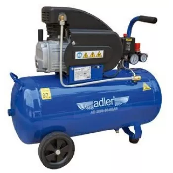 Adler AD 2050-50 50L alyva tepamas oro kompresorius, 8 bar, 230V, 2 AG, 206 L/min įsiurbimas, ratai ir rankena