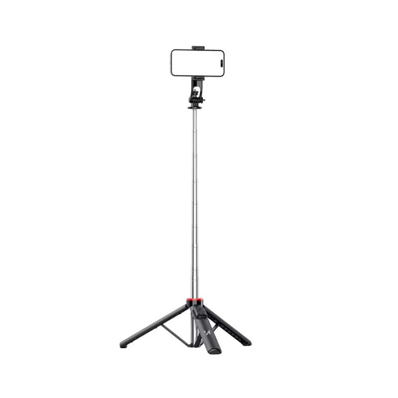 WOZINSKY WC1Y3S 1,3 m selfie lazdelė-tripodas su telefono laikikliu - juoda