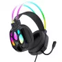 Wozinsky WSG-1118 laidinis žaidimų ausinių komplektas su RGB apšvietimu ir mikrofonu - juoda