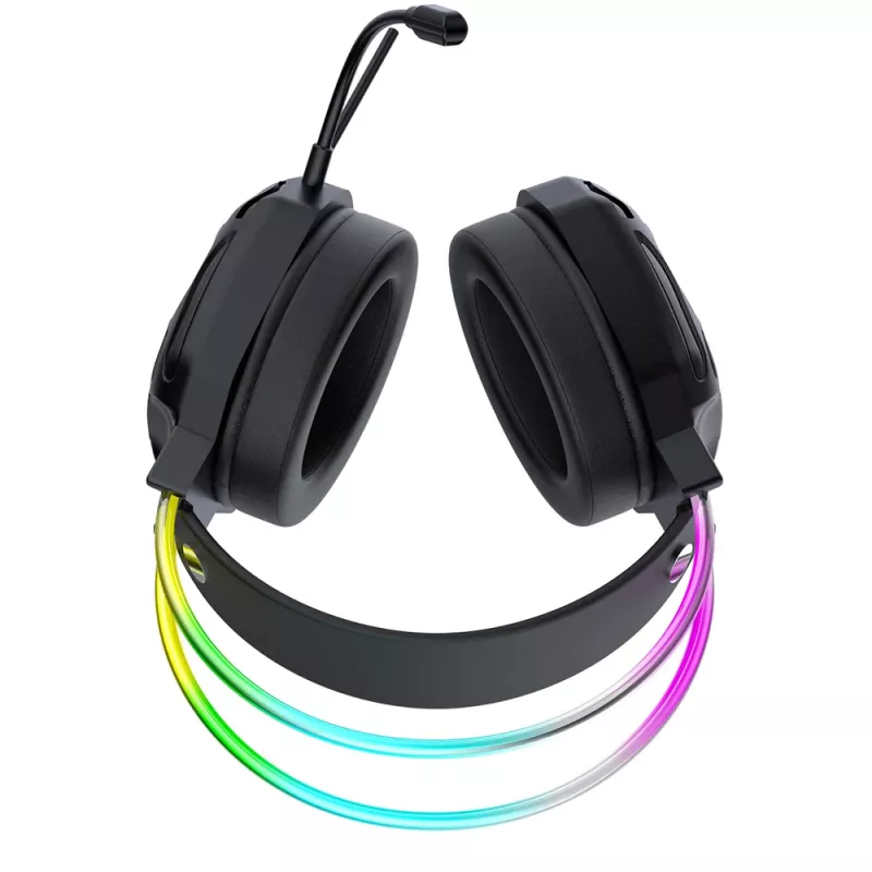 Wozinsky WSG-1118 laidinis žaidimų ausinių komplektas su RGB apšvietimu ir mikrofonu - juoda