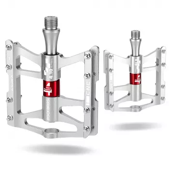 ROCKBROS JT410 4.10 plokščios platformos dviračio pedalai su 4 guoliais - sidabriniai