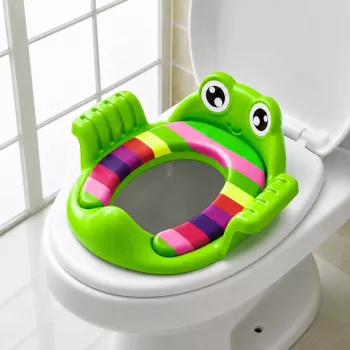 LEAN TOYS vaikiškas tualeto kėdutės užvalkalas su minkšta sėdyne ir rankenomis, žalias