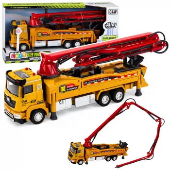 LEAN TOYS Concrete Pump Truck RC žaislas su šviesomis, garsais ir vandens purškimu, 1:40 mastelis