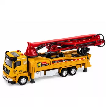 LEAN TOYS Concrete Pump Truck RC žaislas su šviesomis, garsais ir vandens purškimu, 1:40 mastelis