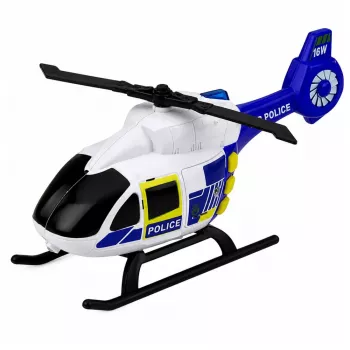 LEAN TOYS policijos rinkinys su sraigtasparniu, motociklu ir policijos automobiliu, šviesos ir garsai, 1:32