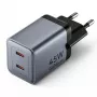 VENTION GaN 90W dviejų USB-C prieigų sieninis įkroviklis (45W+45W) - juodos spalvos