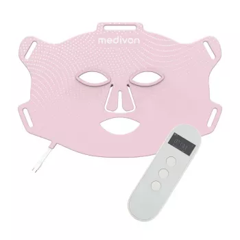 Medivon LED Light Facial Mask Lumi Fit – 7 spalvų fotonų terapija su 192 LED, belaidžiu nuotolinio valdymo pulteliu, įkraunama