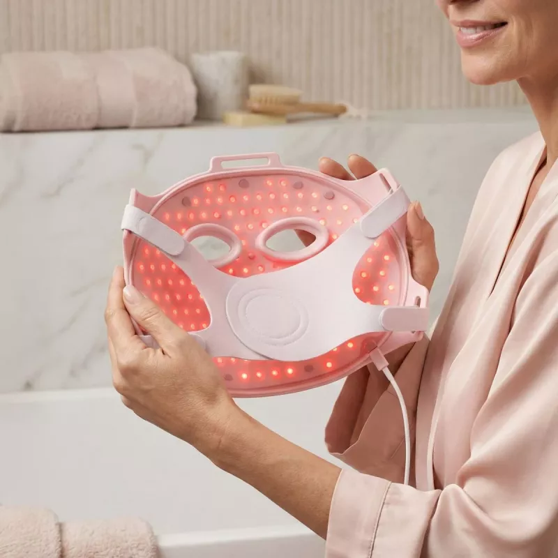 Medivon LED Light Facial Mask Lumi Fit – 7 spalvų fotonų terapija su 192 LED, belaidžiu nuotolinio valdymo pulteliu, įkraunama