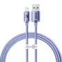 Baseus Crystal Shine Lightning į USB-A laidas 1,2 m violetinis, 2,4A greitas įkrovimas