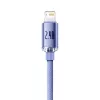 Baseus Crystal Shine Lightning į USB-A laidas 1,2 m violetinis, 2,4A greitas įkrovimas