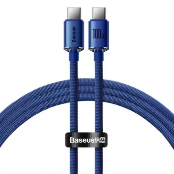 Baseus USB-C į USB-C Crystal Shine laidas 100W 1,2 m mėlynas