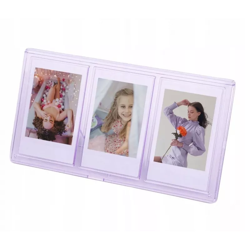 LOVEINSTANT stovimas trigubas nuotraukų rėmelis Instax Mini ir Zink 2x3 colių nuotraukoms – violetinis