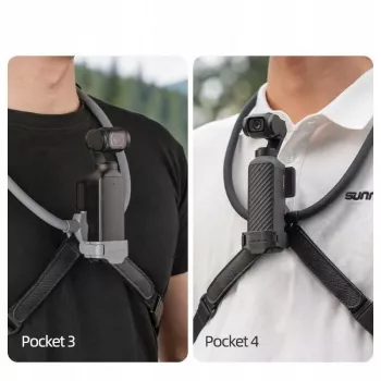 SUNNYLIFE lankstus kaklo laikiklis, skirtas DJI Osmo Pocket 3/4 ir POV veiksmo kameroms, juodas