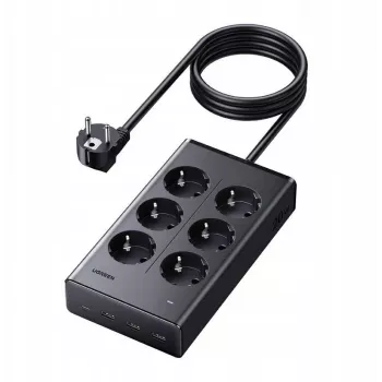 UGREEN S622 elektros skirstytuvas, 6x AC + 3x USB + USB-C, GaN, 1.5 m, juodas (75141)
