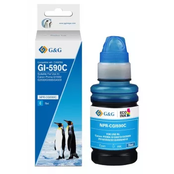 G&G rašalo buteliukas Canon GI-590C žydra spalva 70ml dažų pagrindu