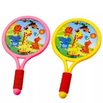 LEAN TOYS vaikų badmintono raketės Gyvūnėliai geltona rožinė