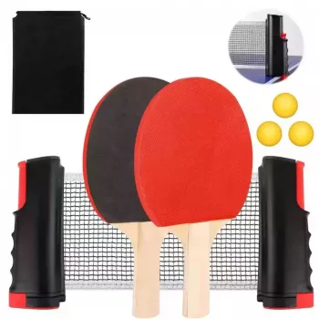 LEAN TOYS stalo teniso rinkinys su tinkleliu, 2 raketėmis ir 3 kamuoliukais