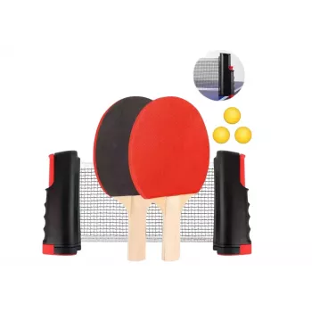 LEAN TOYS stalo teniso rinkinys su tinkleliu, 2 raketėmis ir 3 kamuoliukais