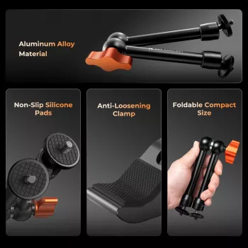 KF Magic Arm Super Clamp tvirtinimo rinkinys su 1/4 colio ir 3/8 colio sriegiais, 15-55mm žnyplėmis, ISO Cold Shoe