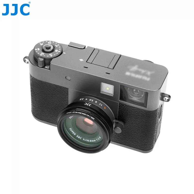JJC LH-JXHALF objektyvo gaubto adapterio žiedas 37 mm filtrams, skirtas Fujifilm XF 27mm F2.8 R WR – juodas