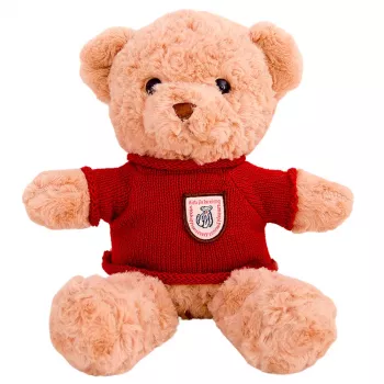 LEAN TOYS pliušinis meškiukas su raudonu megztiniu 40 cm