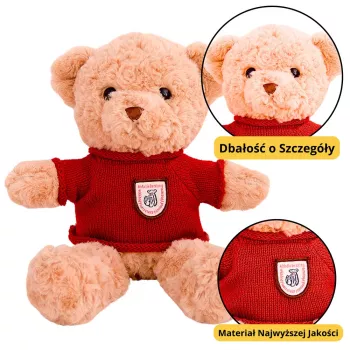 LEAN TOYS pliušinis meškiukas su raudonu megztiniu 40 cm