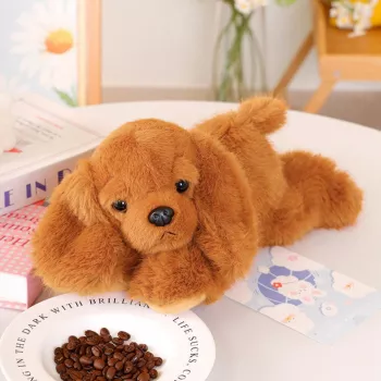LEAN TOYS minkštas kokerspanielio šuo su svorio letenėlėmis, rudas, 30 cm