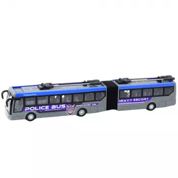 LEAN TOYS RC policijos šarnyrinis autobusas su nuotolinio valdymo pultu, šviesomis, pilka spalva, 1:32