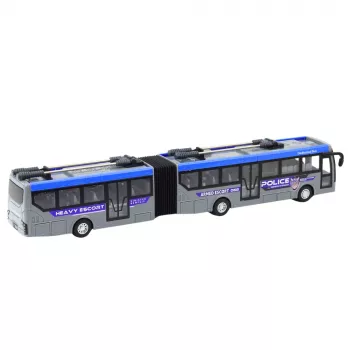 LEAN TOYS RC policijos šarnyrinis autobusas su nuotolinio valdymo pultu, šviesomis, pilka spalva, 1:32