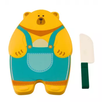 LEAN TOYS Vaisių pjaustymo rinkinys su pjaustymo lenta ir peiliu - edukaciniai aksesuarai vaikams