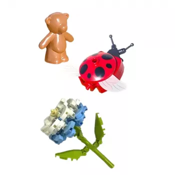 LEAN TOYS Construction Blocks gėlių kompozicija su boružėlėmis kupole 596 vnt.