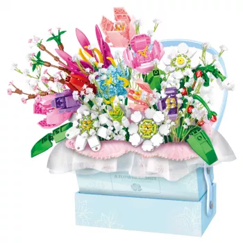 LEAN TOYS Konstrukciniai blokeliai kompozicija dėžutėje Floral Blue LED Box 761 vnt.