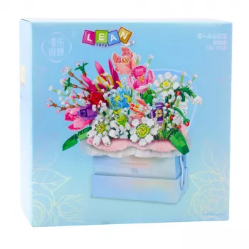 LEAN TOYS Konstrukciniai blokeliai kompozicija dėžutėje Floral Blue LED Box 761 vnt.