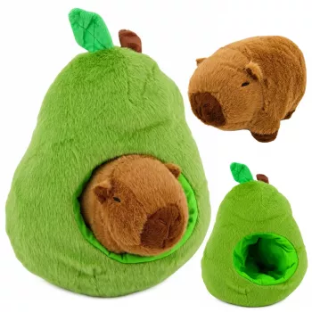 LEAN TOYS Žalias avokadas su kapybara 2-in-1 atverčiamas minkštas žaislas 25 cm