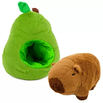 LEAN TOYS Žalias avokadas su kapybara 2-in-1 atverčiamas minkštas žaislas 25 cm