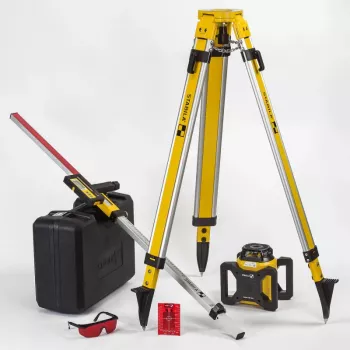 STABILA LAR 160 5 dalių besisukantis lazerinis niveliavimo rinkinys su imtuvu, trikojis ir niveliavimo lenta