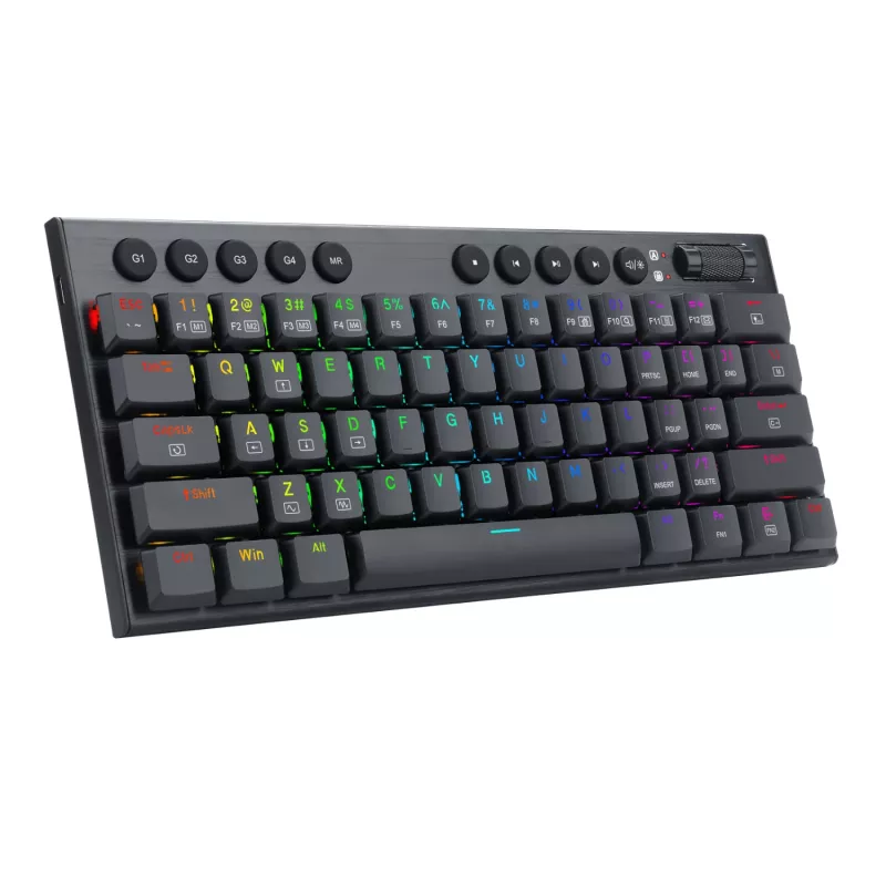 REDRAGON Horus Mini 61 klavišų trijų režimų RGB žemo profilio mechaninė žaidimų klaviatūra - juoda