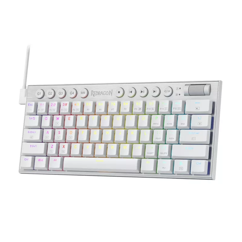 Redragon K632 HORUS Mini 60% RGB laidinis žaidimų klaviatūra - balta