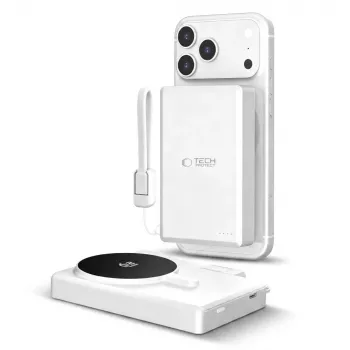 TECH-PROTECT PB40 LIFEMAG MagSafe Power Bank 10000mAh 25W Qi2.2 balta/sidabrinė