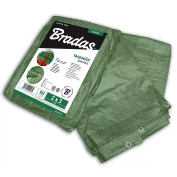 Bradas PL906/10 12 x 10 m mėlynas polietileninis brezentas, 60 g/m², vandeniui atsparus, UV atsparus, sustiprintais kraštais su aliuminio kilpomis