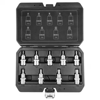 NEO TOOLS 9 dalių Torx antgalių lizdų rinkinys, 1/2 inch pavara, 55 mm, T20-T60, CrV plienas