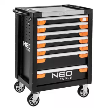 NEO TOOLS 7 stalčių įrankių spinta PRO 84-220 | 280 kg apkrova, rutuliniai kreiptuvai, raudona/juoda